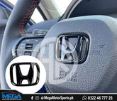 Honda Civic Steering Logo Monogram in Glossy Black Luxury Car Accessory